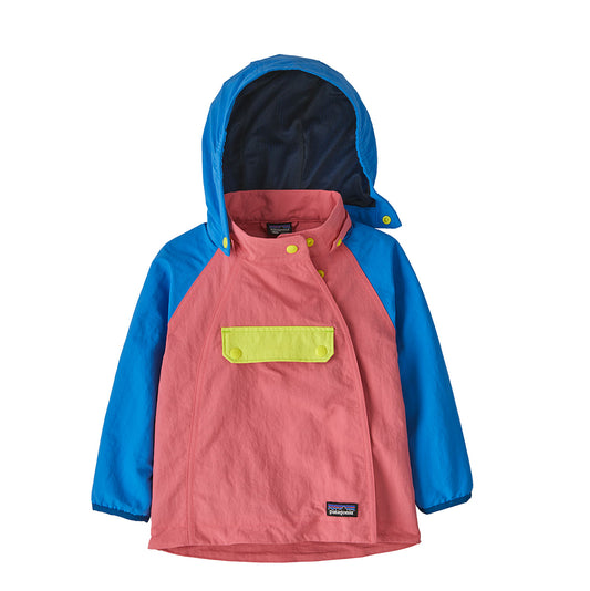 Patagonia Baby Isthmus Anorak Pullover with pink body and blue arms