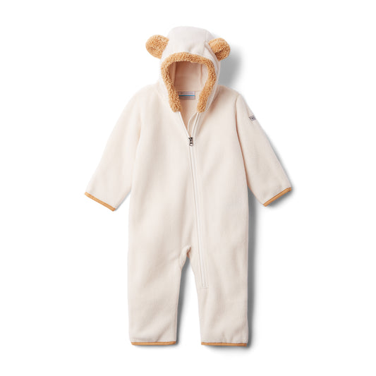 Columbia Tiny Bear Baby Fleece Bunting in a chalk white colour