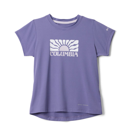 Purple girls t-shirt with Columbia logo on a white background