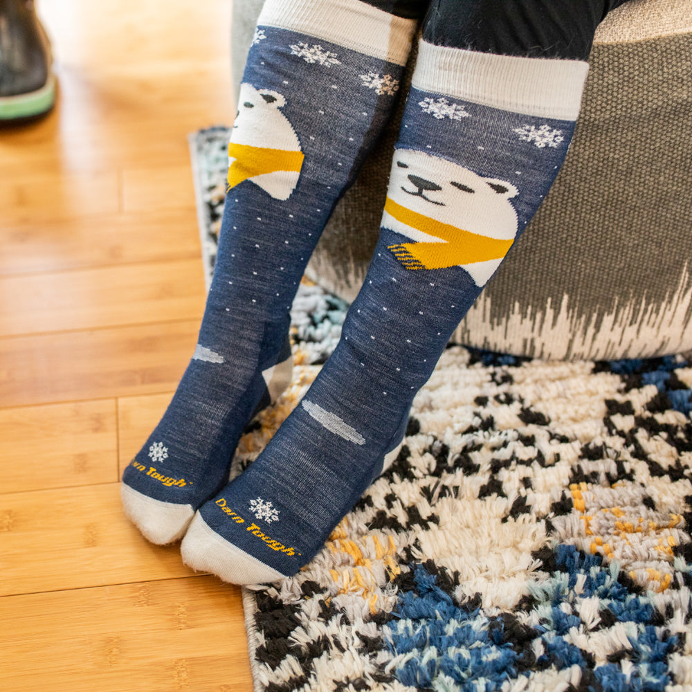 Darn Tough Kids Midweight Ski Socks (Polar Bear Blue)