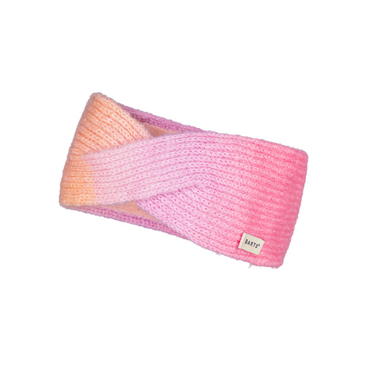 Two-toned pink and peach headband on a white background