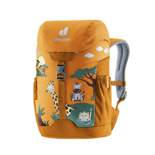 Children's backpack with animal illustrations on a white background