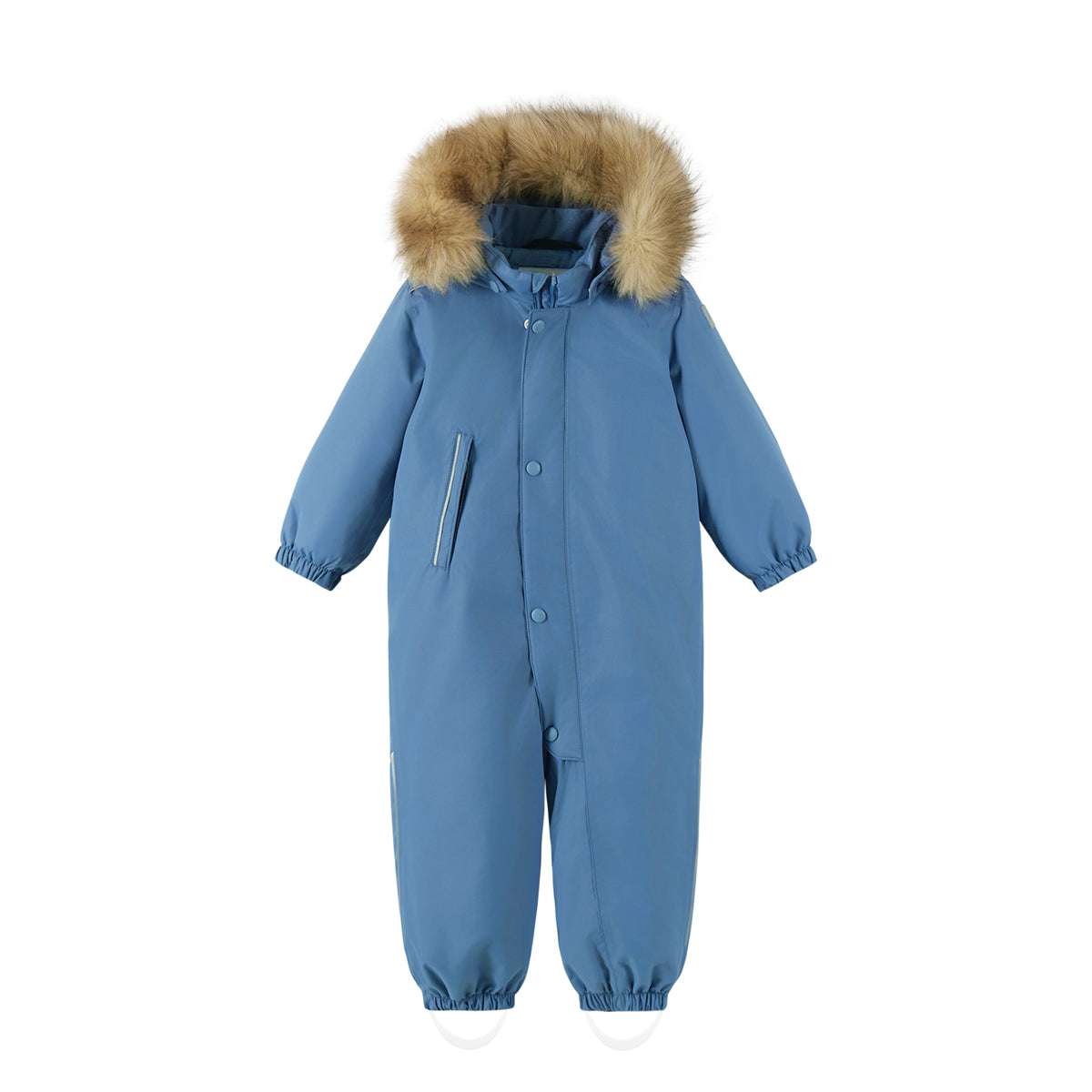 Toddler snowsuit in blue with removable faux fur