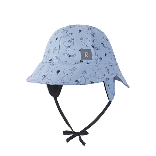 Children's rain hat with Moomin pattern on a white background