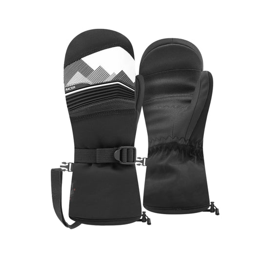 Black and white kids Down filled mittens on white background