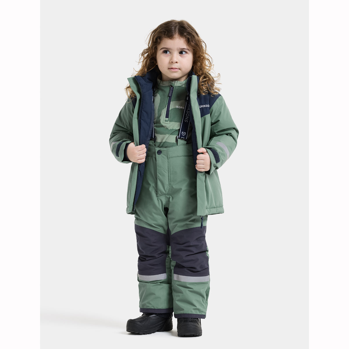 Didriksons Skare Kids Waterproof Insulated Ski Set (Dark Moss)
