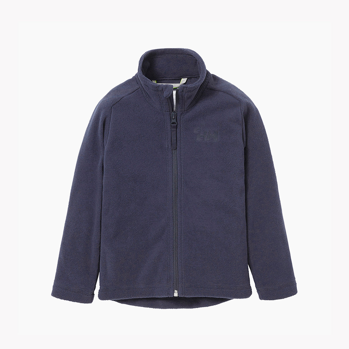 Navy blue kids fleece jacket on a white background