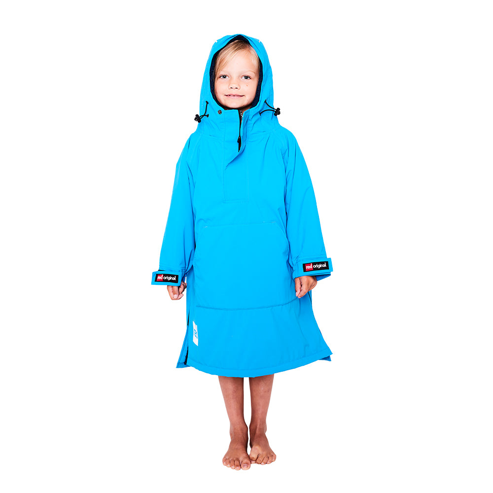 Red Kids Dry Poncho Change Robe in marine blue