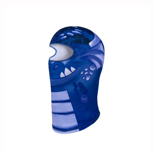 Blue balaclava with white accents on a white background