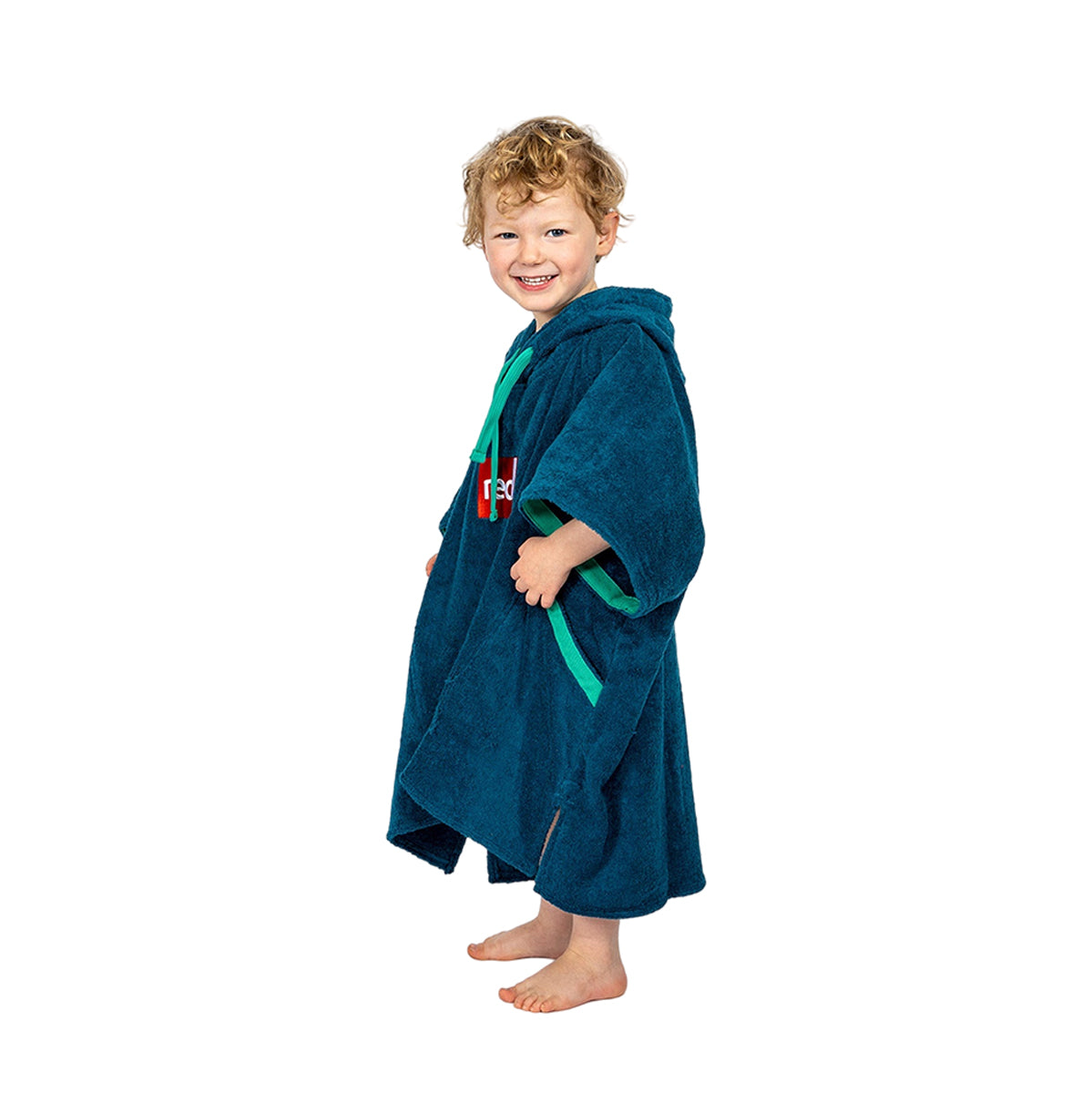 Red Kids Towelling Change Robe (Navy)