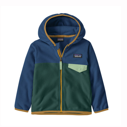 Two-tone blue and green jacket with a visible brand logo on a white background