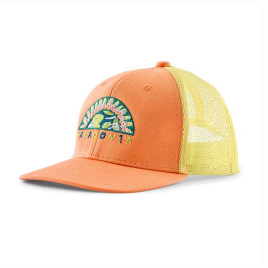 Kids trucker cap in orange and yellow