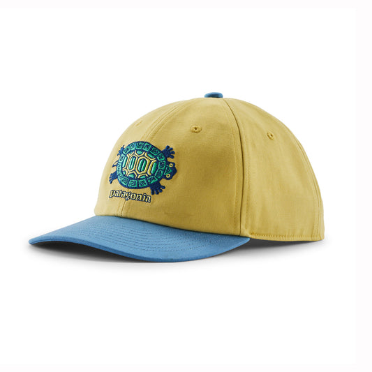 Yellow kids trucker hat with turtle motif