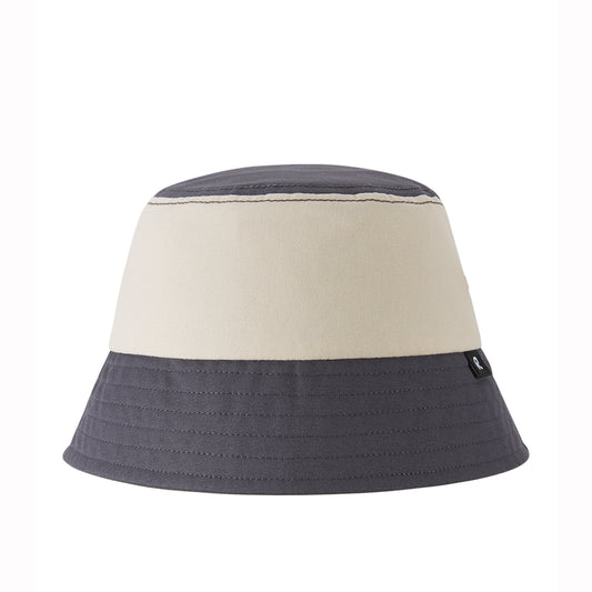 Two-toned kids bucket hat with grey and beige colours on a white background