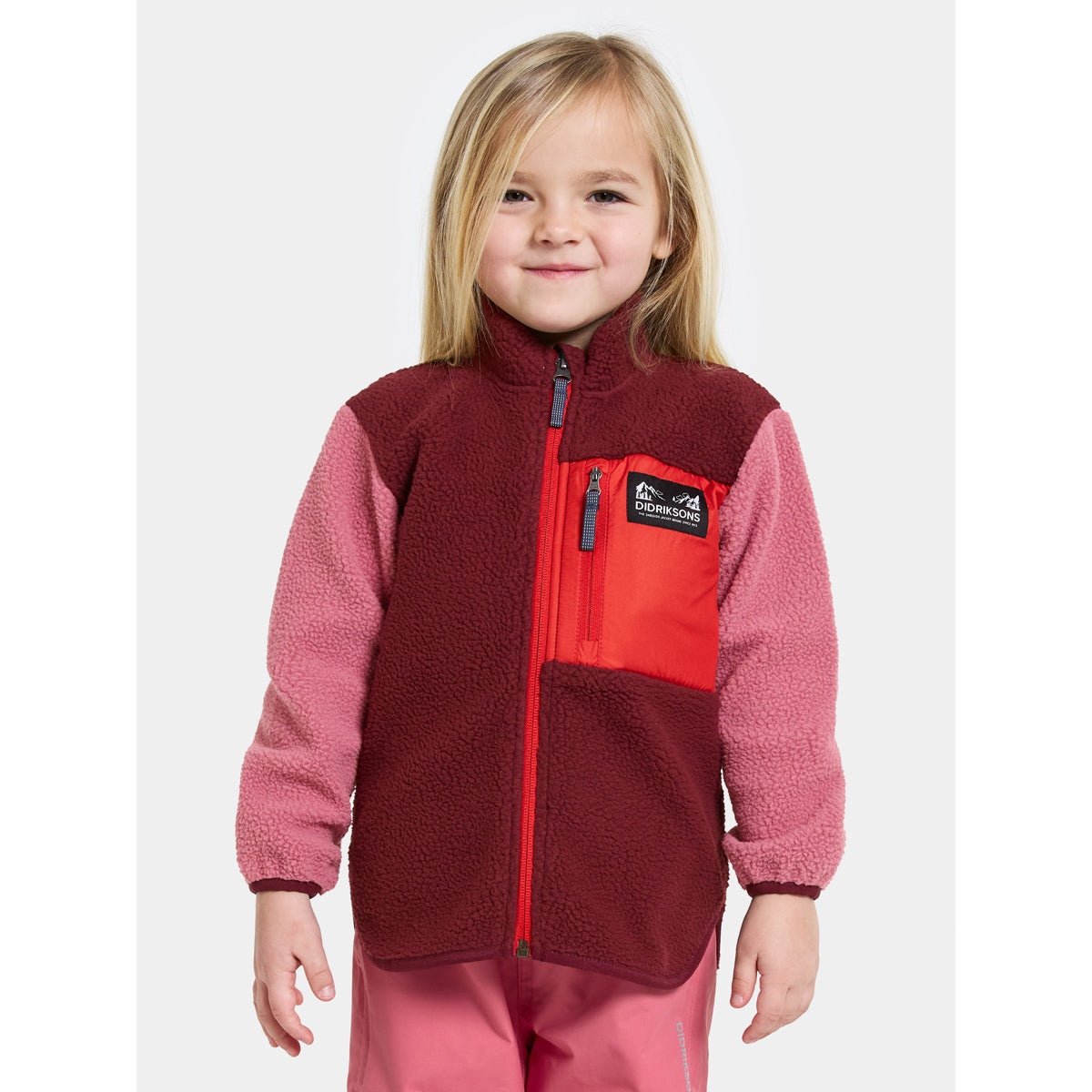 Didriksons Kids Anten Fleece Jacket (Anemon Red)