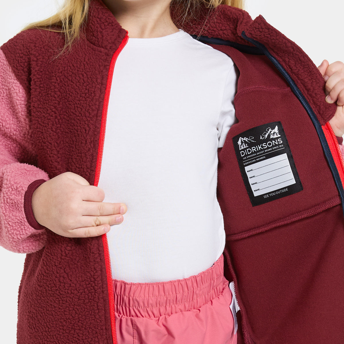 Didriksons Kids Anten Fleece Jacket (Anemon Red)