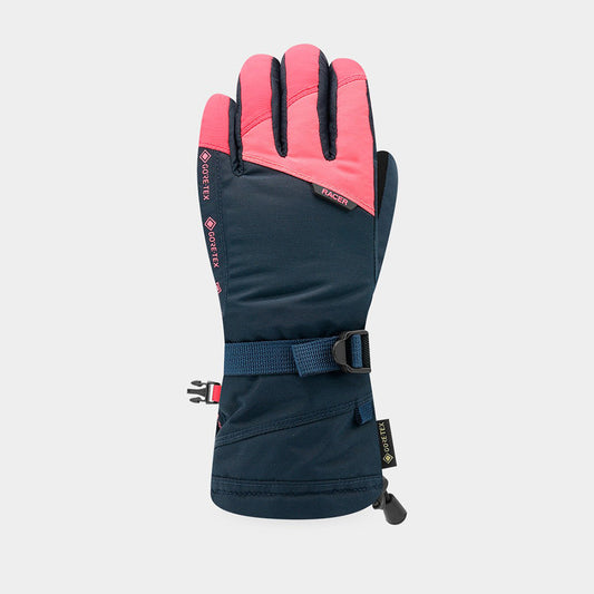 Racer Giga kids ski gloves in navy and pink