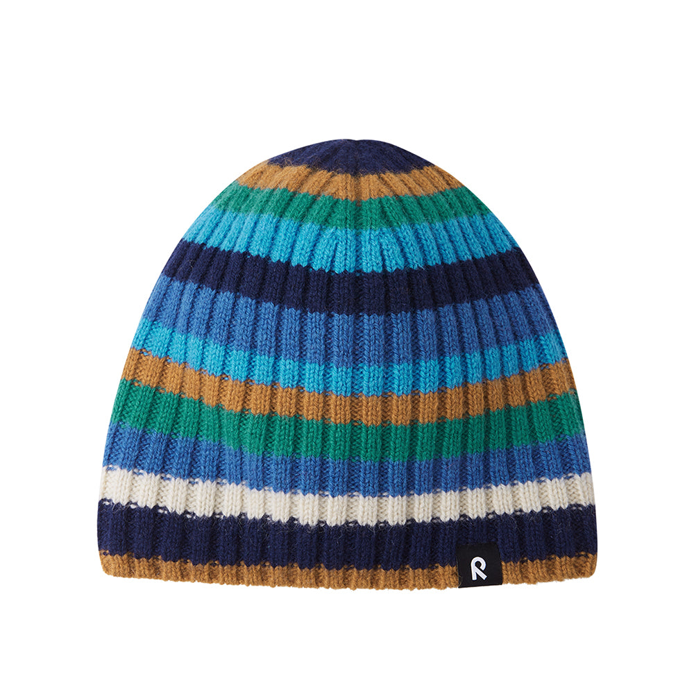Reima kids lambswool beanie in blue stripe