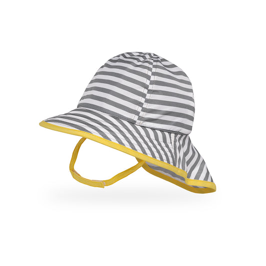 Sunday Afternoons Infant Sun Sprout with a grey Stripe fabric and yellow trim
