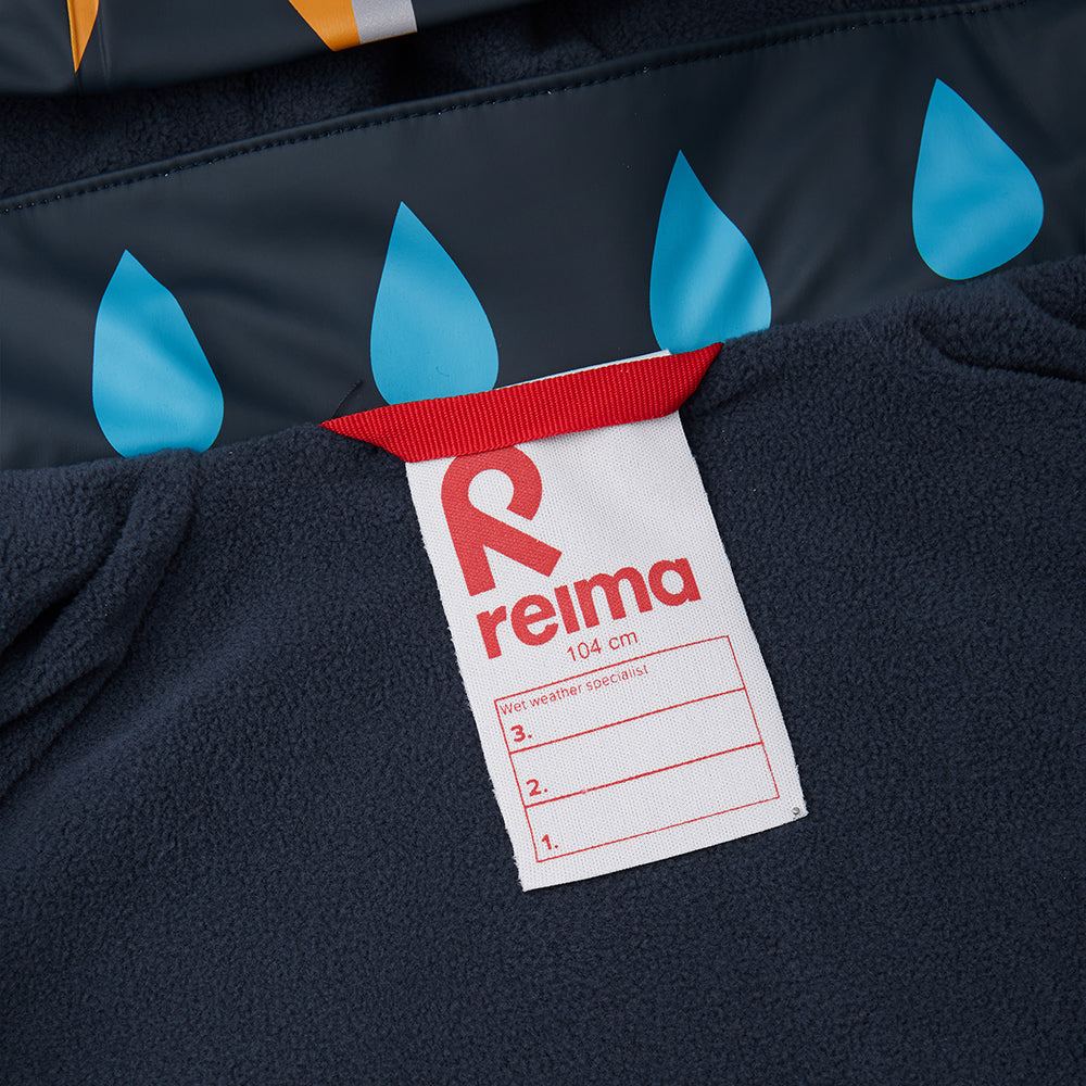 Reima Koski Kids Fleece Lined Waterproof Jacket (Navy Raindrops)