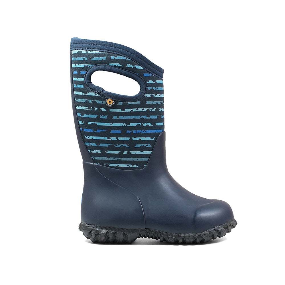 Bogs York Kids Insulated Rain Boots (Blue Stripe)