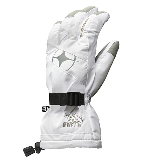 Manbi kids epic ski glove in white. Waterproof and insulation kids gloves