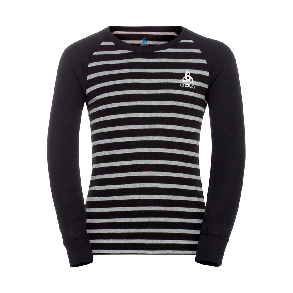 Odlo Kids Warm Crew Thermal Top Black Stripe Little Adventure Shop