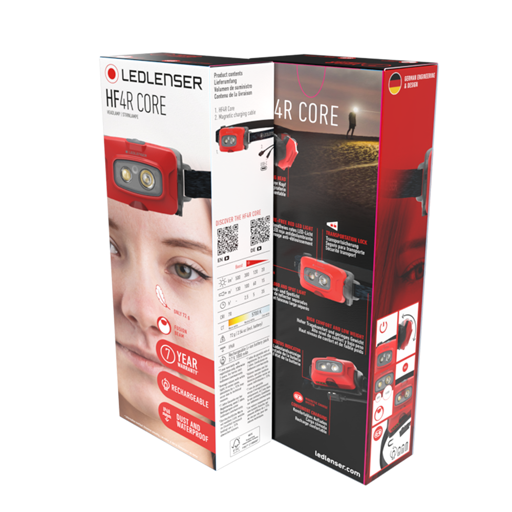 Ledlenser HF4R Core Rechargable LED Head Torch (Red)