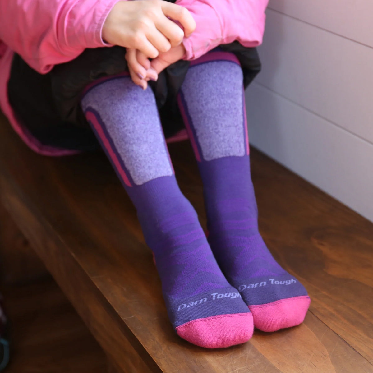 Darn Tough Kids T-Bar Ski Socks (Grape)