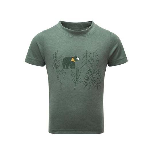 Sprayway Kids Brown Bear Tech T-Shirt (Balsam Green)