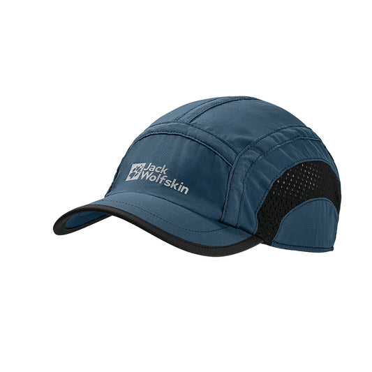 Sporty style cap, the Jack Wolfskin Kids Active Vent Cap in dark blue