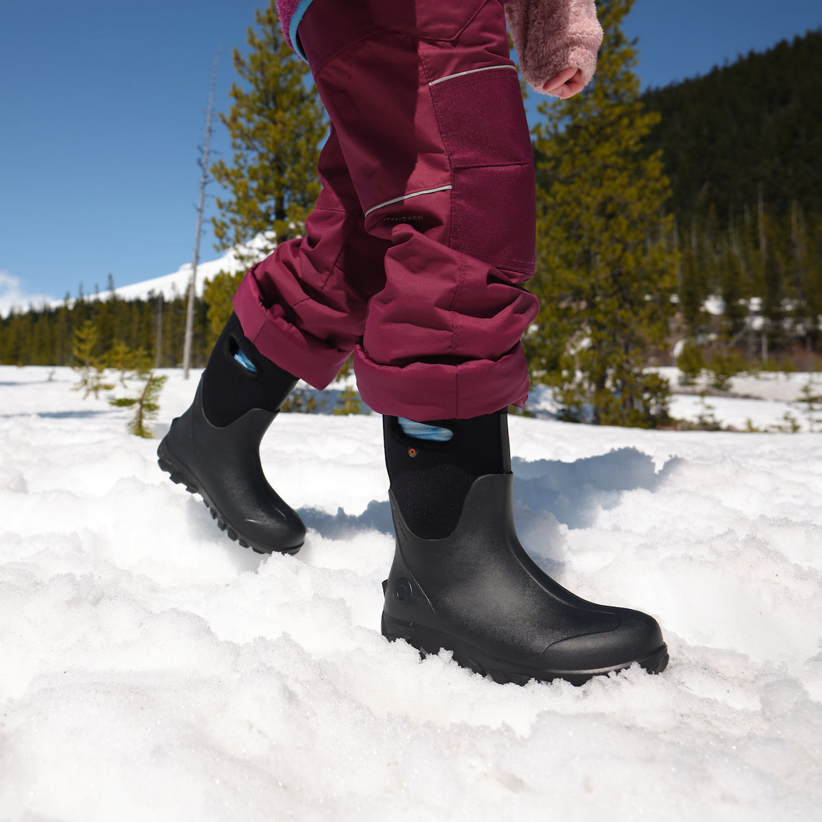 Bogs York Seamless Kids Insulated Rain Boots (Black)