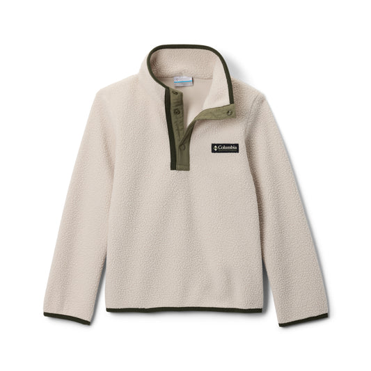 Beige fleece with green piping. Columbia Kids Helvetia Fleece Jumper (Dark Stone)