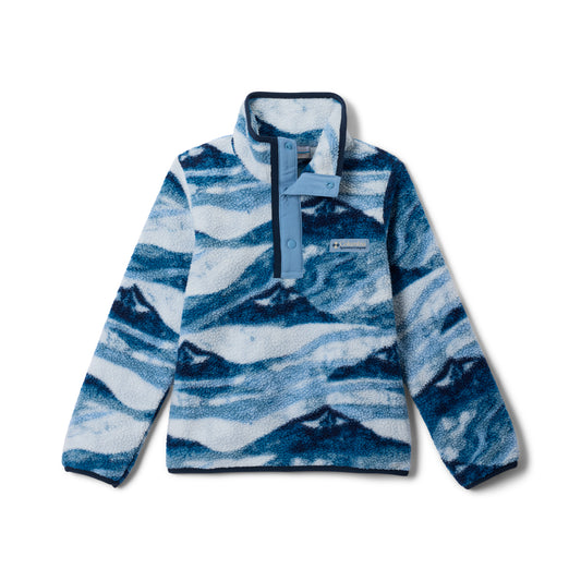Blue and white patterned kids pullover on a white background