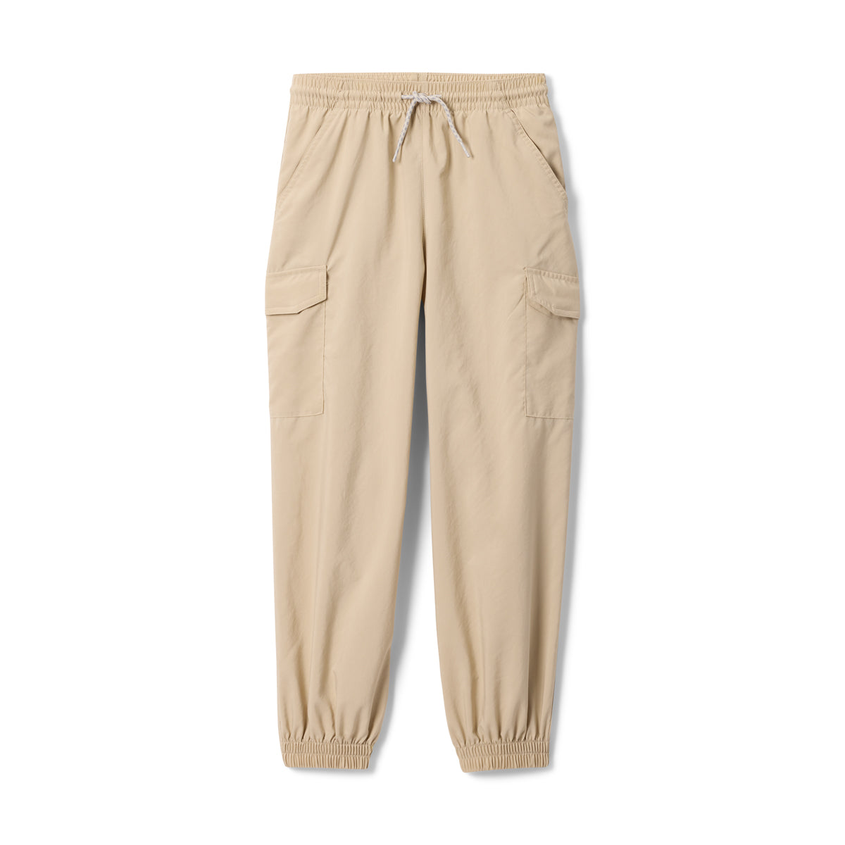 Beige kids cargo pants on a white background
