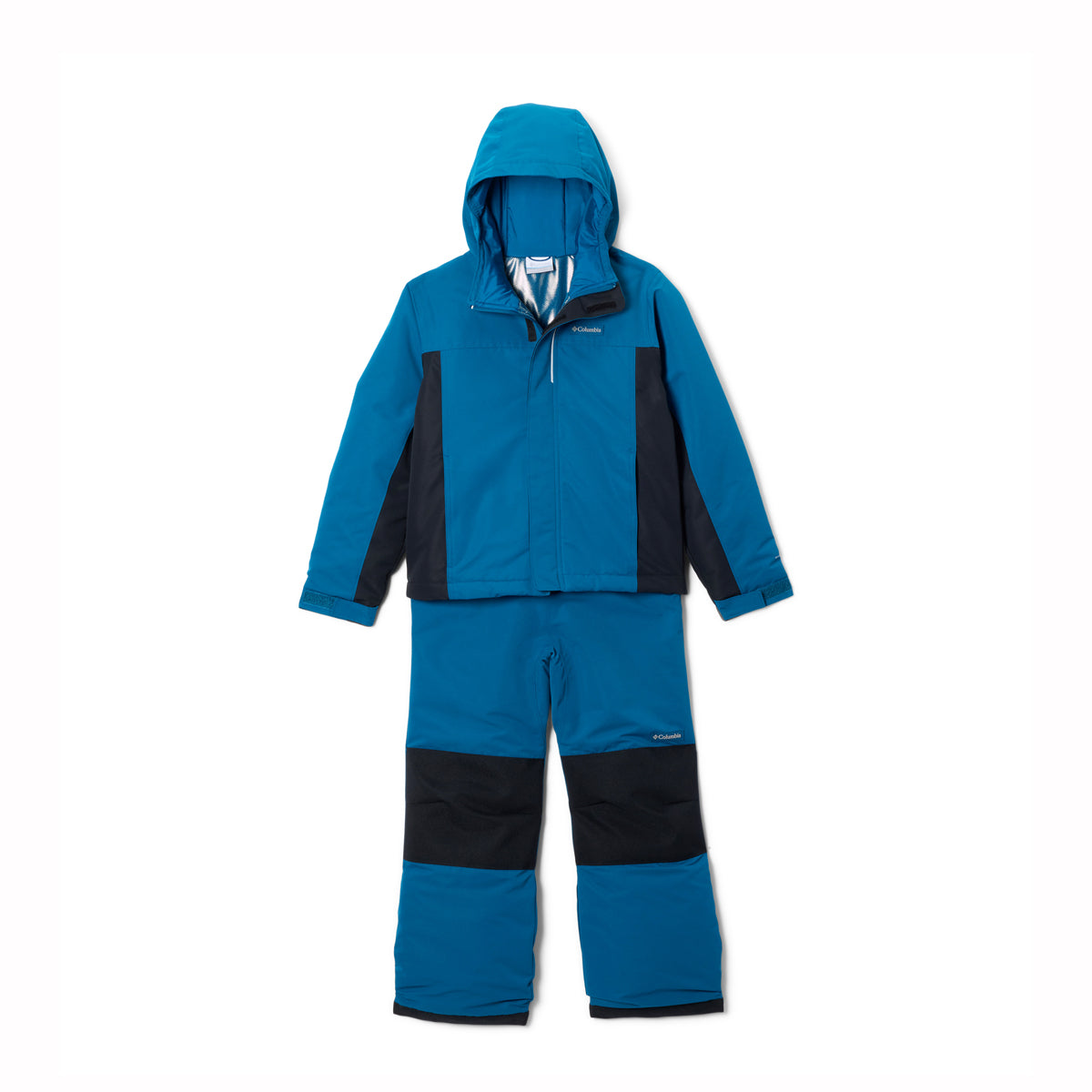 Blue kids ski set (Jacket and pants) on a white background