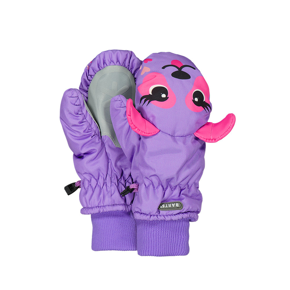 Barts Kids 3D Mittens with a Lilac Puppy design