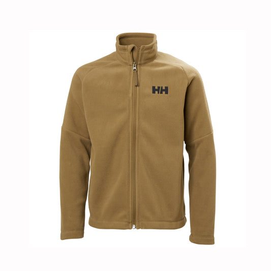Brown sepia full zip kids fleece jacket on white background