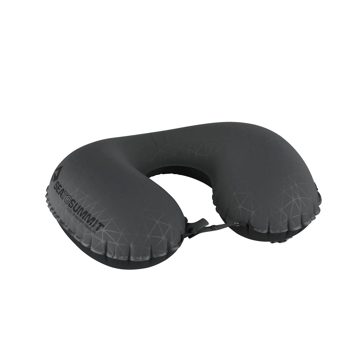 Black travel neck pillow on a white background