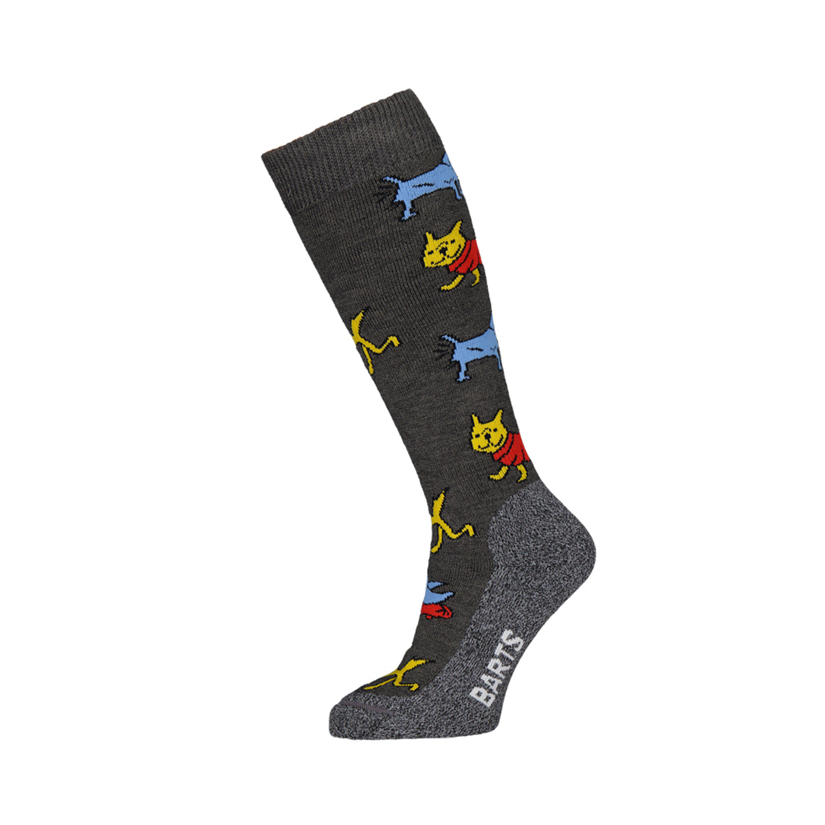 Kids grey ski socks with dog and duck motif