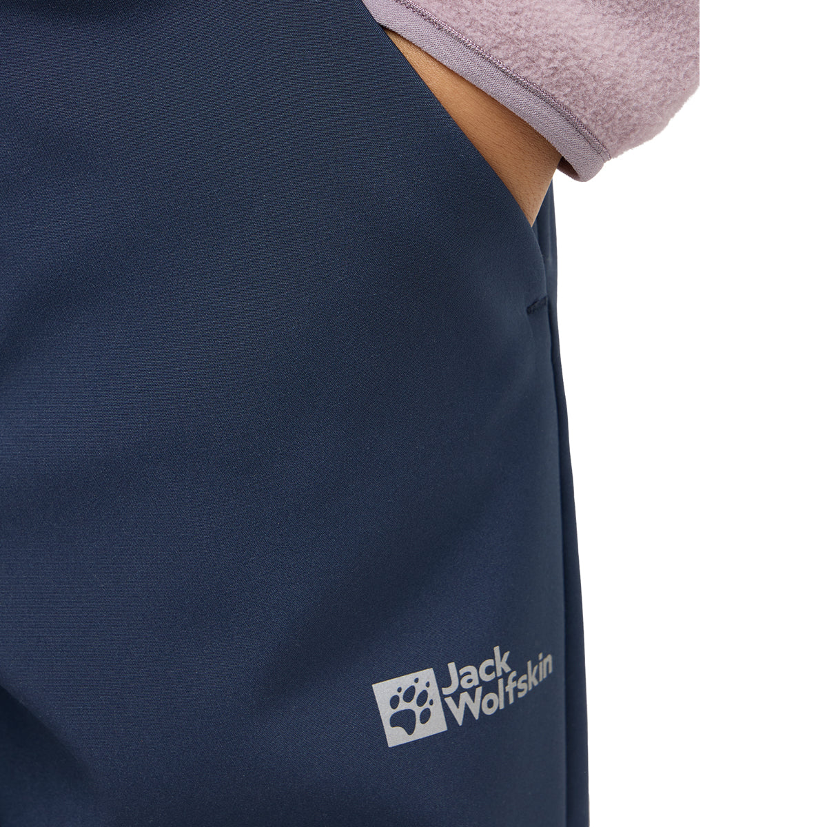 Navy fleece jacket with Jack Wolfskin logo on a white background