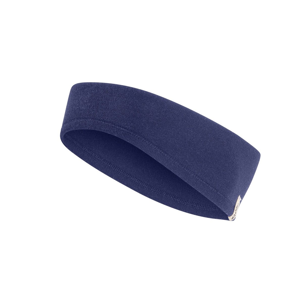 Navy blue merino wool headband on a white background