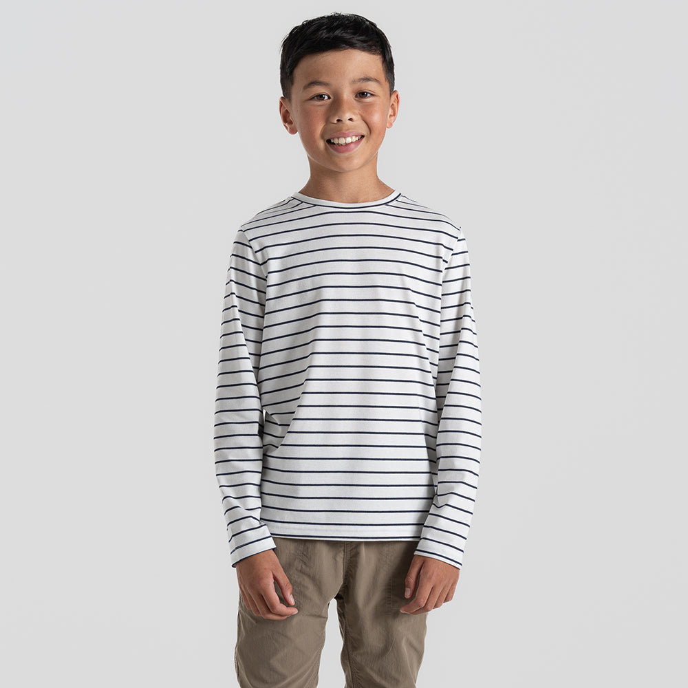 Craghoppers Kids' Nosilife Cruz Long Sleeved T-Shirt (Navy Stripe)