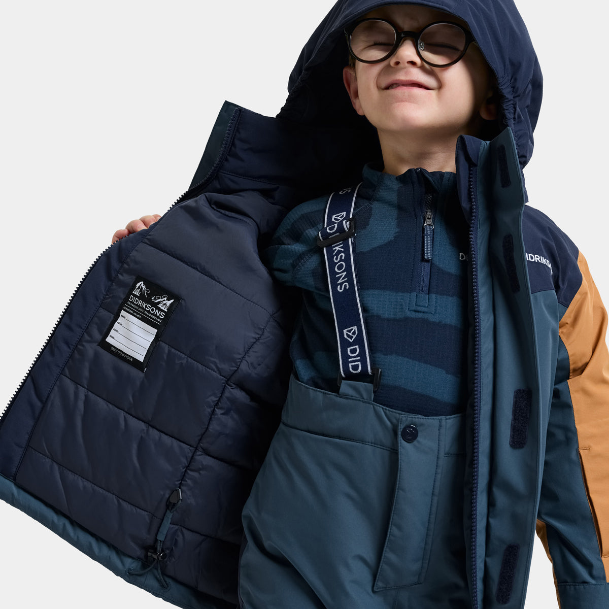 Didriksons Skare Multi Kids Waterproof Insulated Ski Set (Mountain Blue)