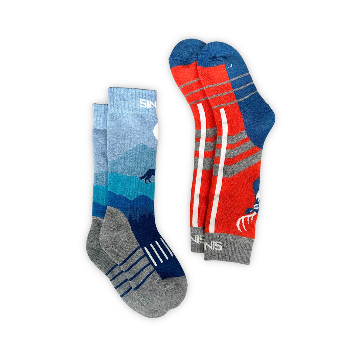 Sinner Kids Ski Socks - Twin Pack (Blue Orange)