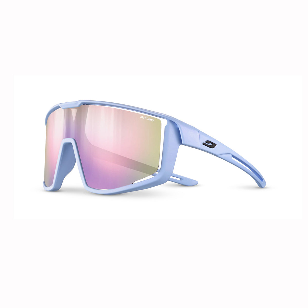 Kids Sunglasses with lilac frame and pinkish mirror lens on a white background