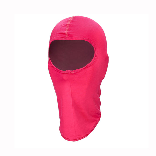 Pink kids balaclava on a white background