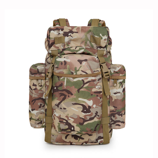 Camouflage backpack on a white background