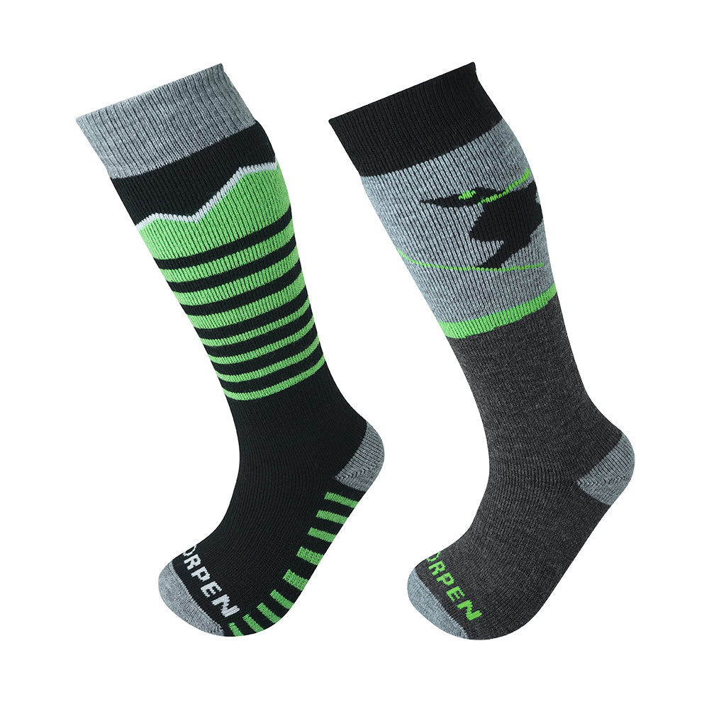 Lorpen Kids T1 Merino Ski Socks - Twin Pack (Green)