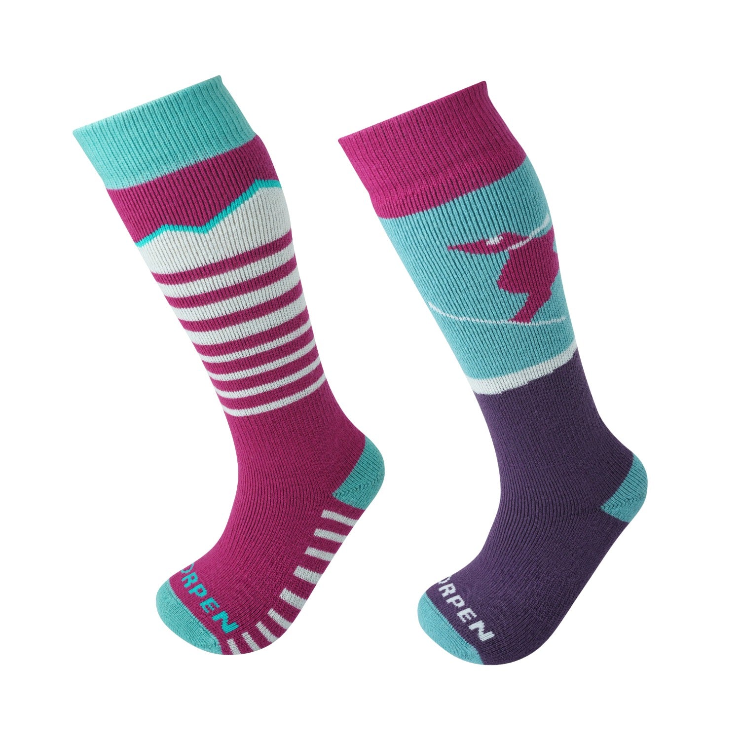 Lorpen Kids T1 Merino Ski Socks - Twin Pack (Pink)